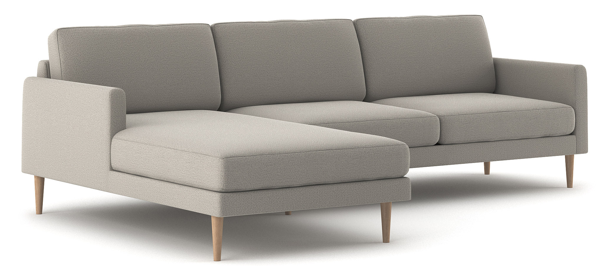 Chaise Left 72"x 110" shown in Texture Haze fabric and Thom Cafe legs