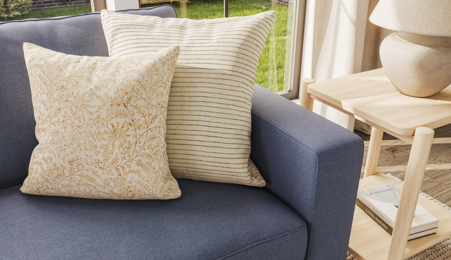 Rio Sofa in 96", shown here in Texture Oyster fabric and Dave Cafe legs.