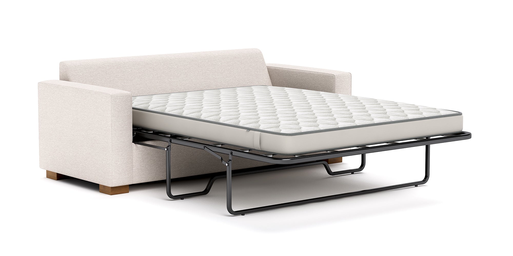 G: Rio Sofa Bed in Queen, shown here in Texture Oyster fabric and Dave Cafe legs.