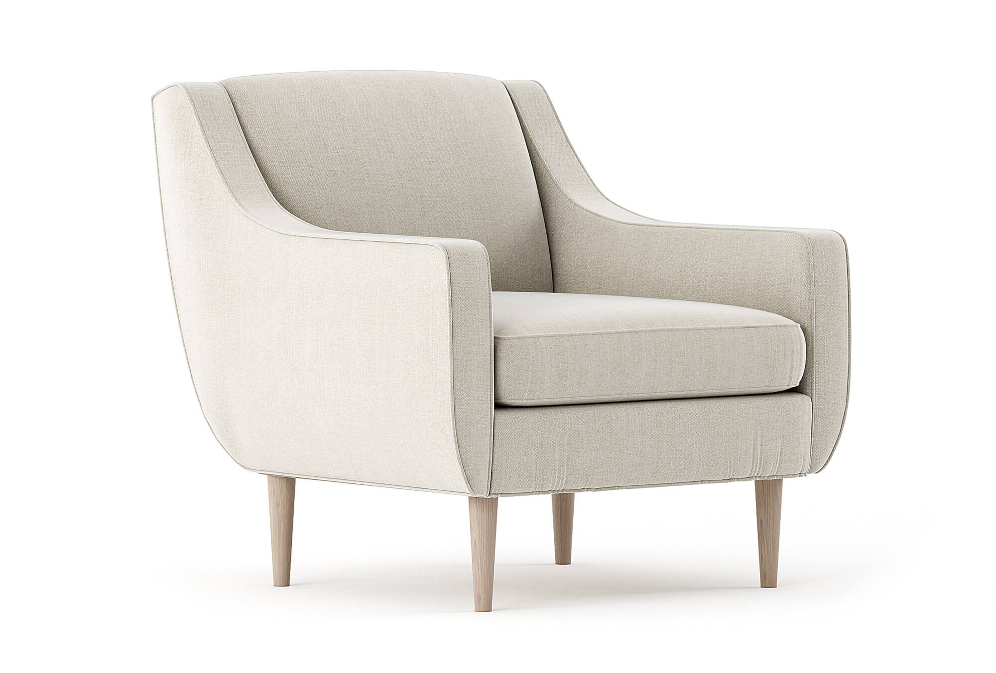 Shown in Linara Porridge fabric and Thom Maple legs