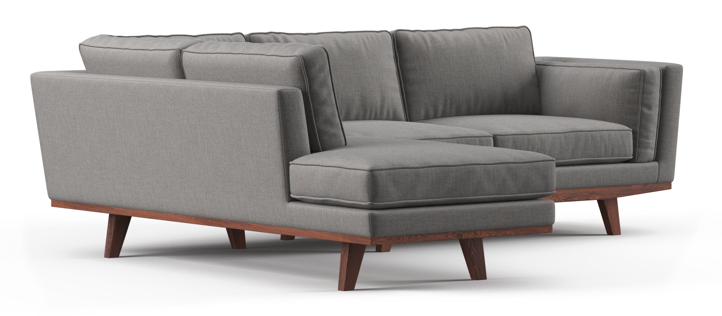 G: Bumper Left Sectional in Smart Aluminum fabric with Walnut base