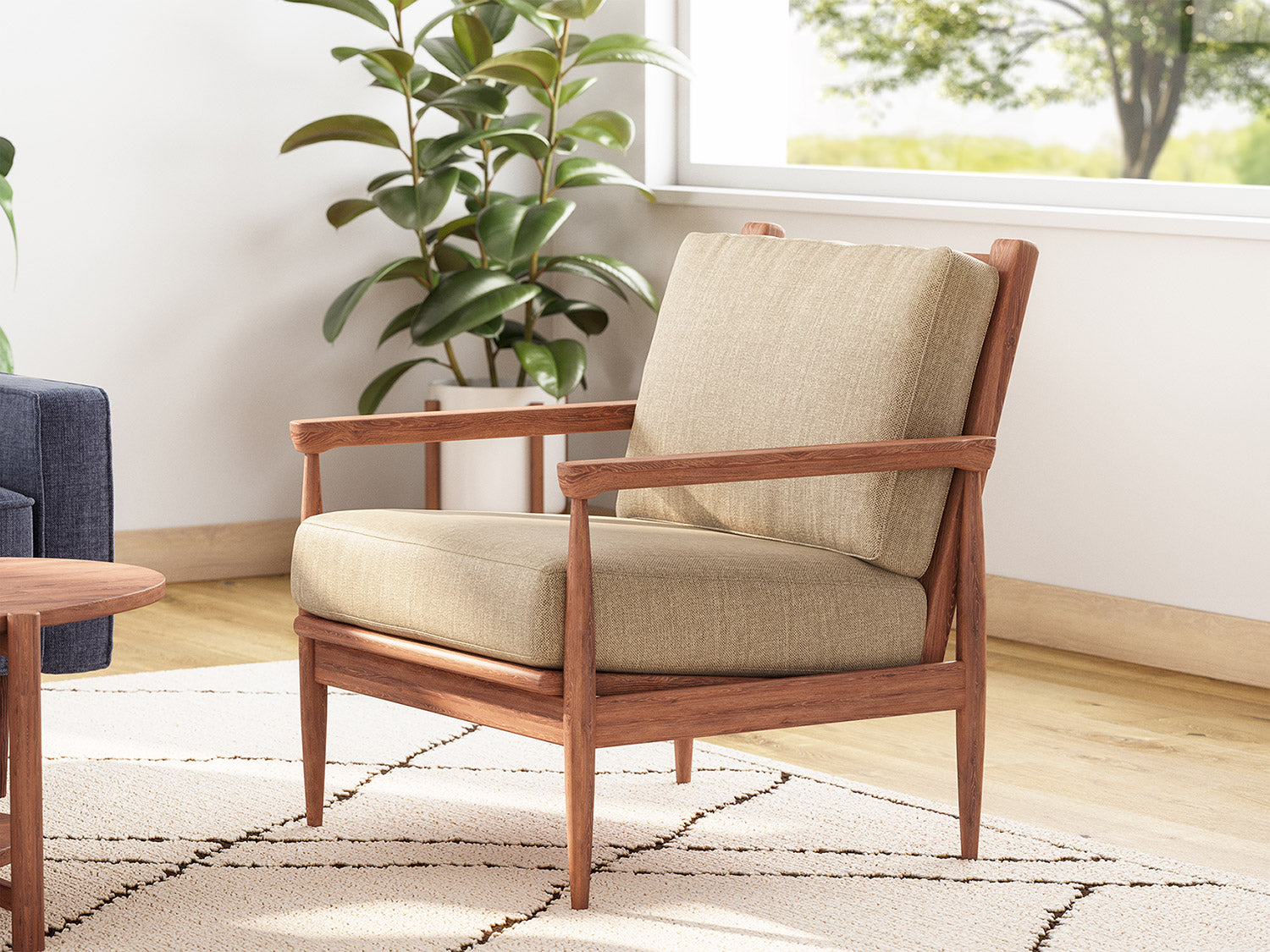 IRL: Shown in walnut and Smart Waffle fabric