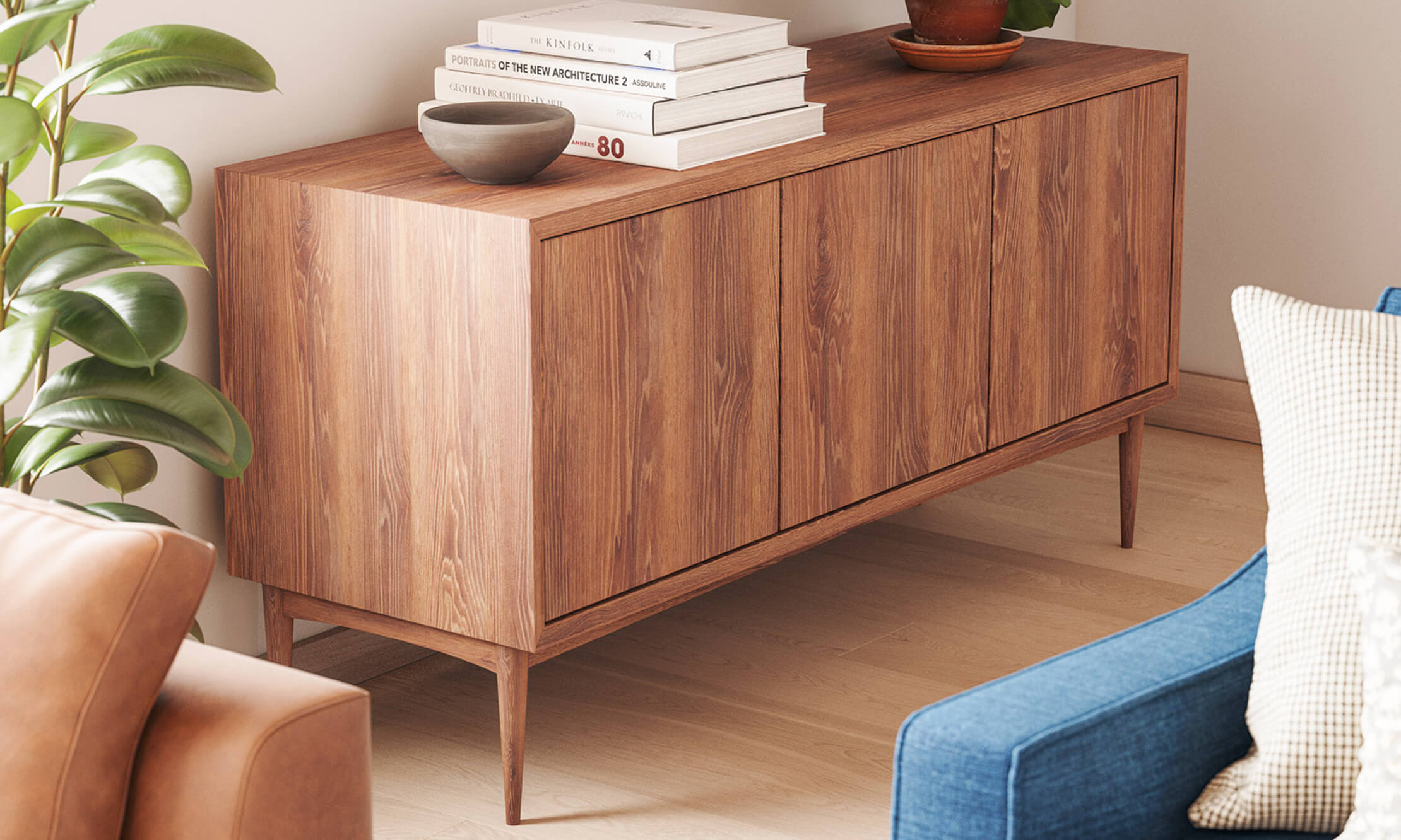 IRL: Emilia 3-Door Credenza in Walnut wood
