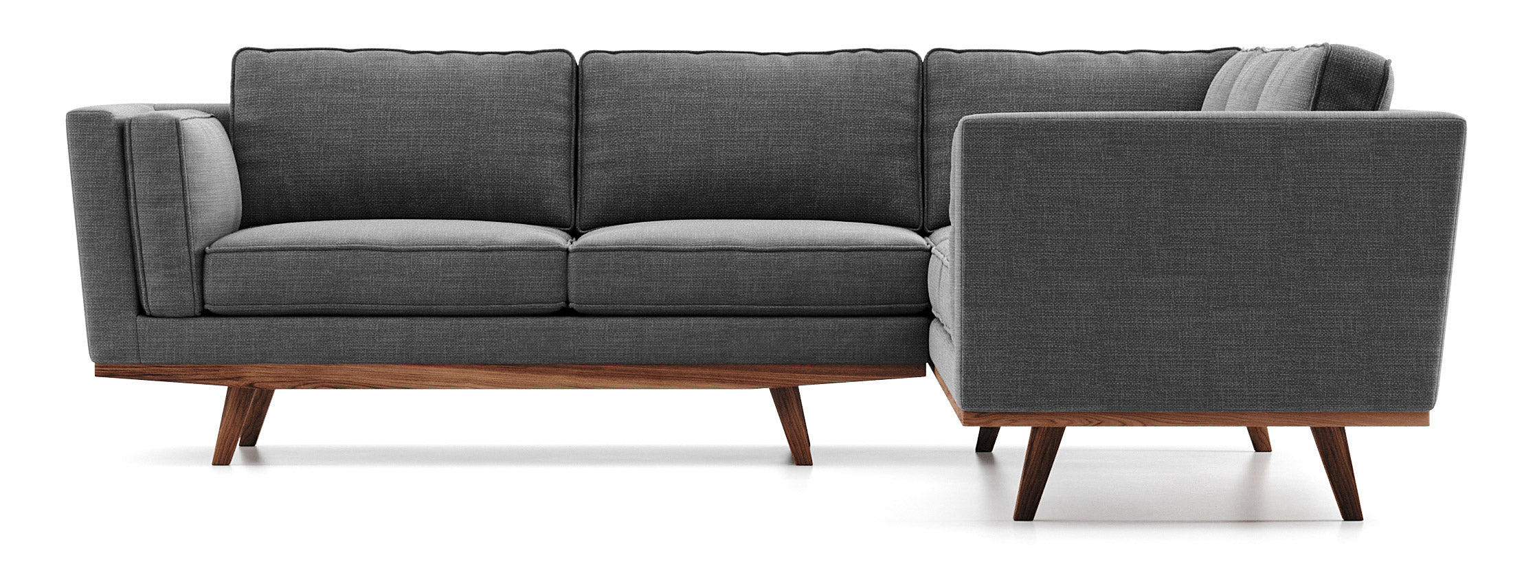 G: Corner Sectional in Smart Aluminum fabric and walnut base