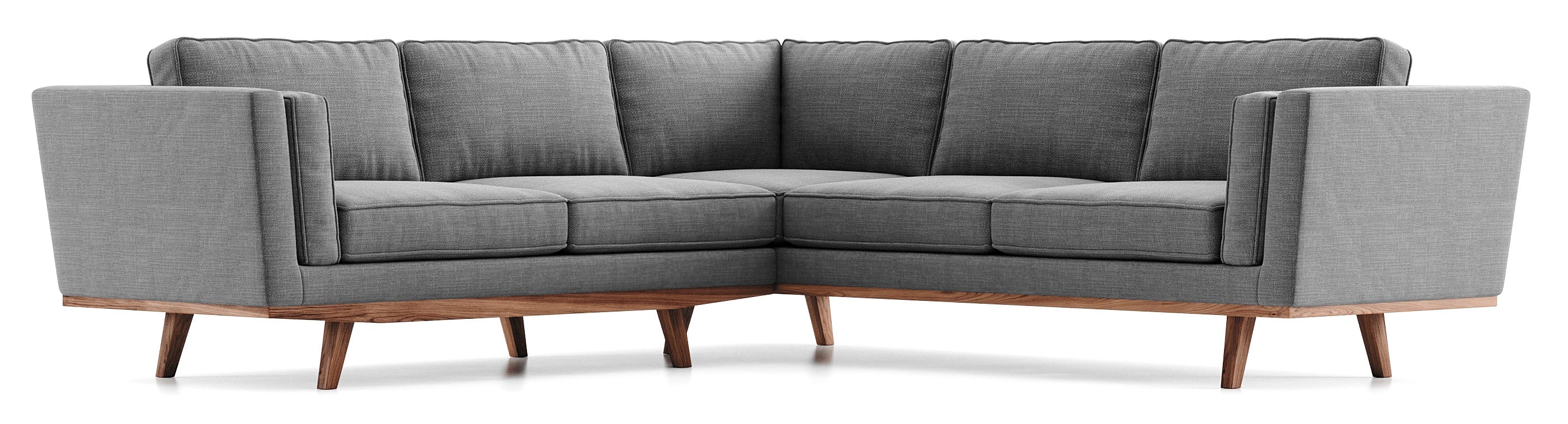 Corner Sectional in Smart Aluminum fabric and walnut base