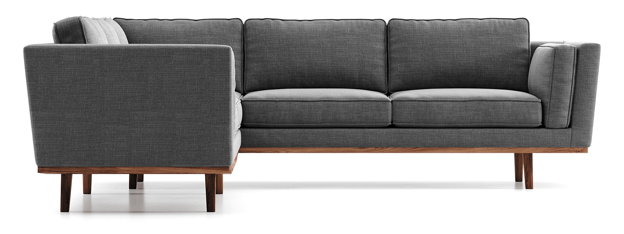 G: Corner Sectional in Smart Aluminum fabric and walnut base