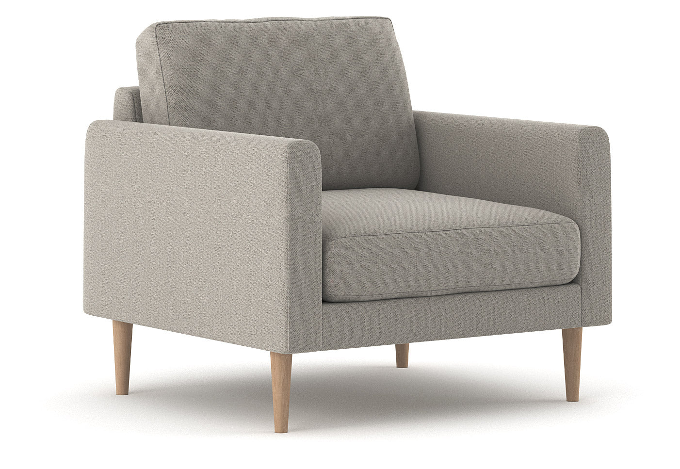 Shown in Texture Haze fabric with maple legs