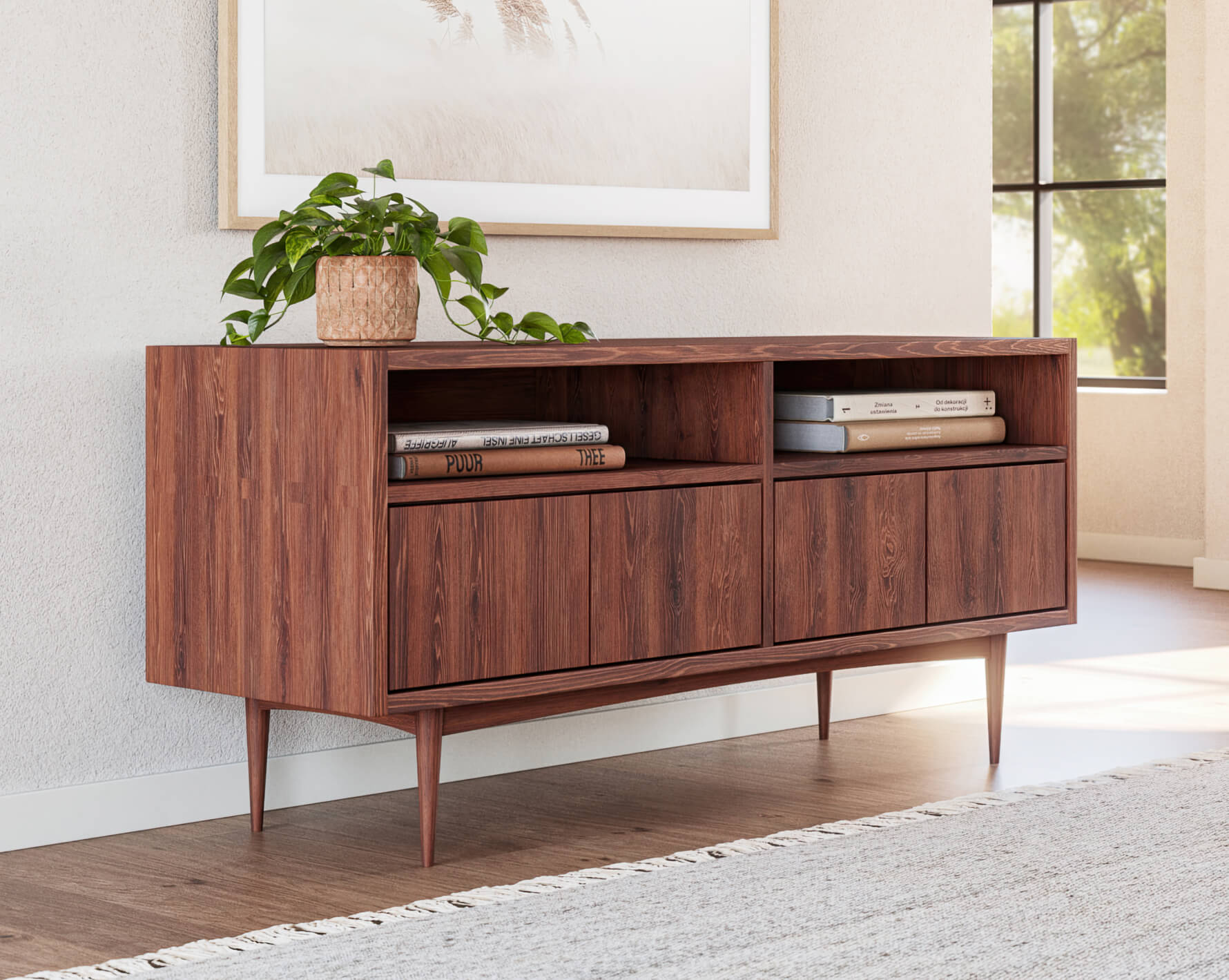 Max Media Center shown in Walnut