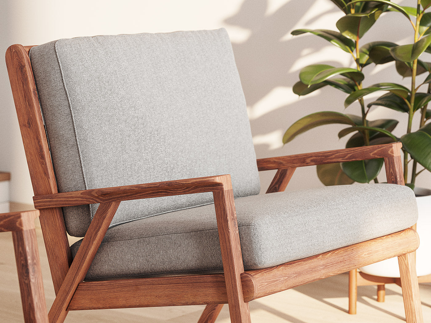IRL: Ridge Chairs in Melton Feather fabric and walnut frames