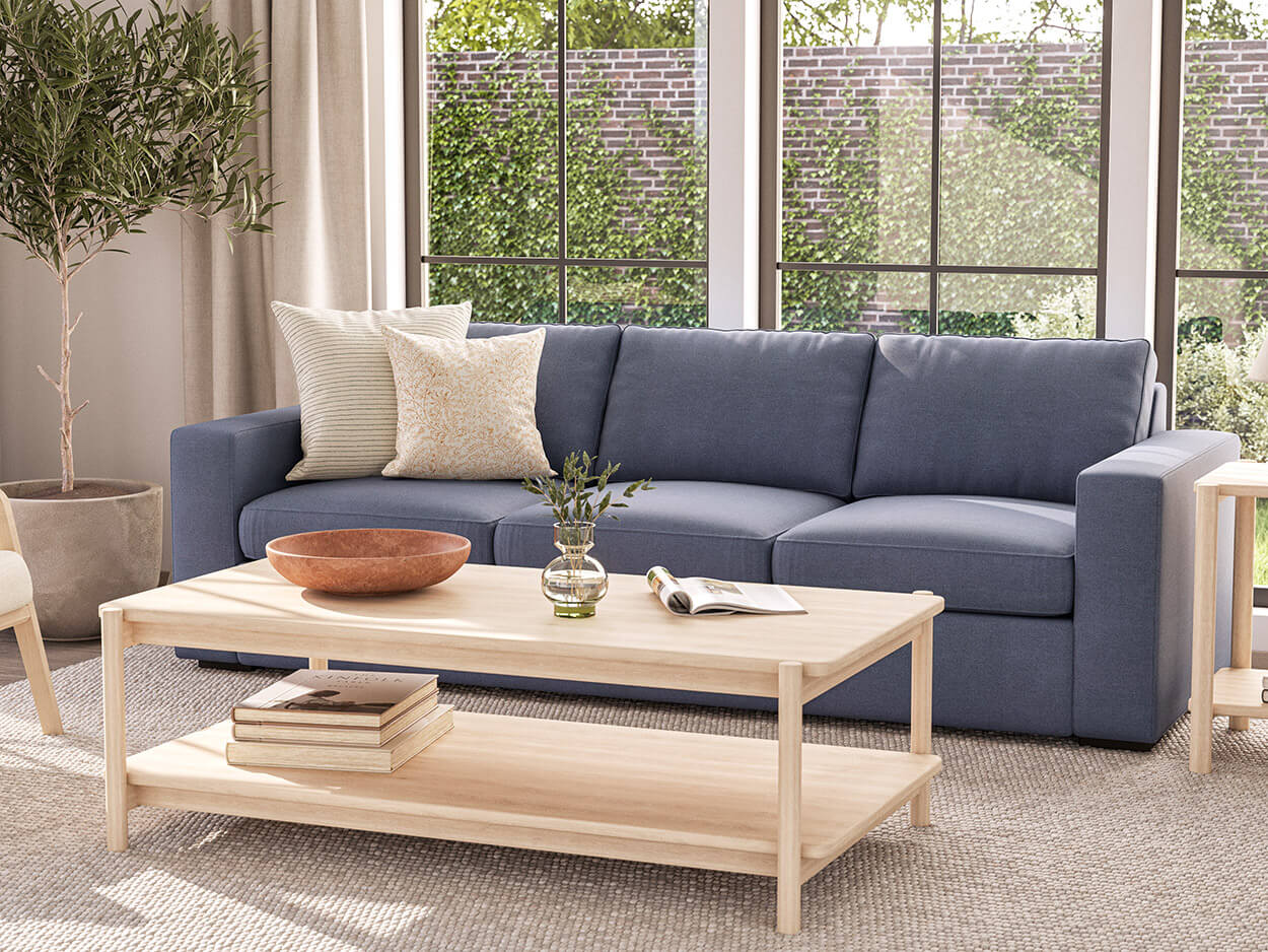 IRL: 88" Rio Sofa shown in Texture French Blue fabric