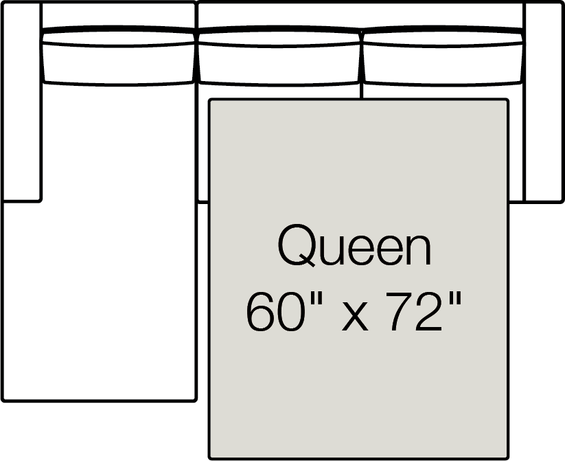 Rio Chaise Left Queen Sleeper Sectional Drawing