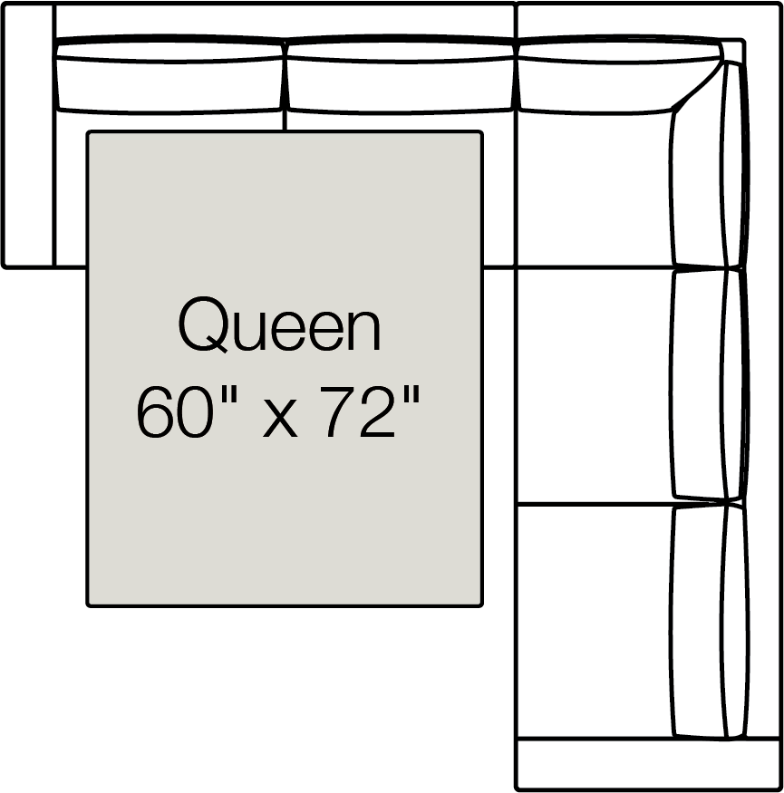 Rio Corner Queen Sleeper Sectional Drawing