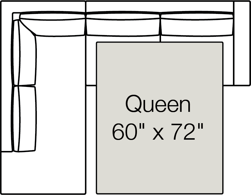 Rio Bumper Left Queen Sleeper Sectional Drawing