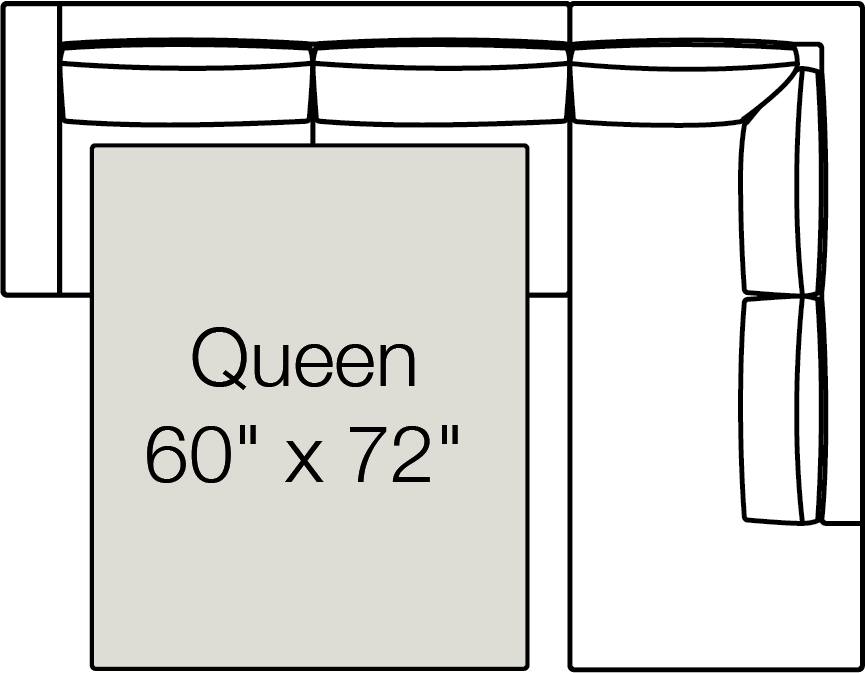 Rio Bumper Right Queen Sleeper Sectional Drawing